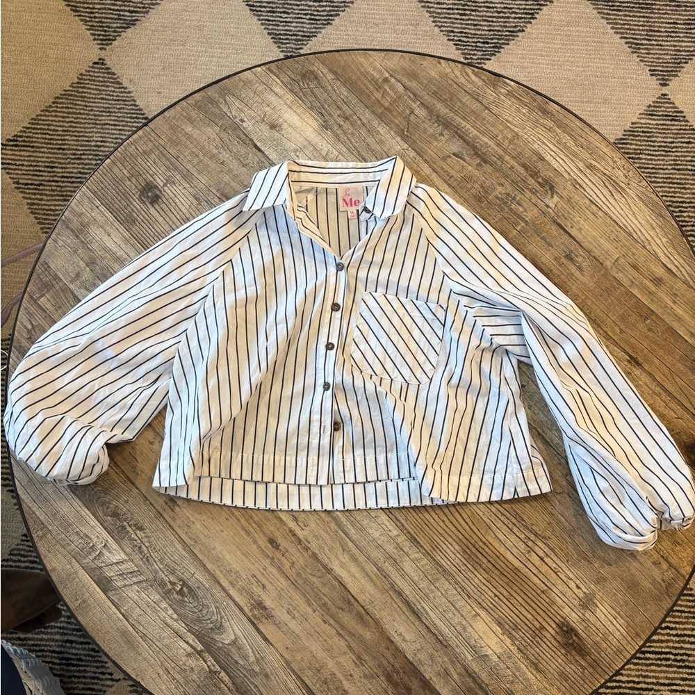 Women’s Striped White and Black Bohme button up